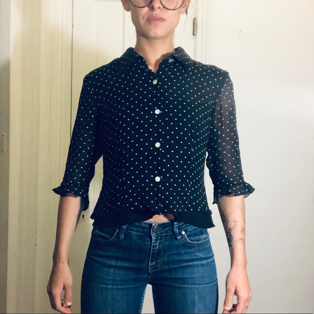 Dainty Button Up 100% Silk Blouse